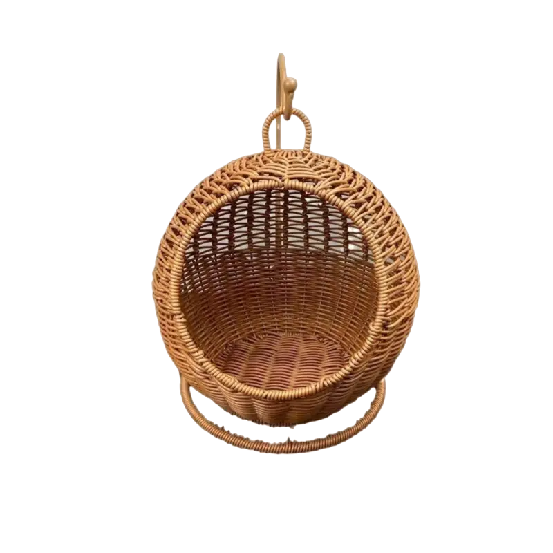 Imitation Rattan Cat Cage - Hanging Cat Nest with Semi-Enclosed Design CAN