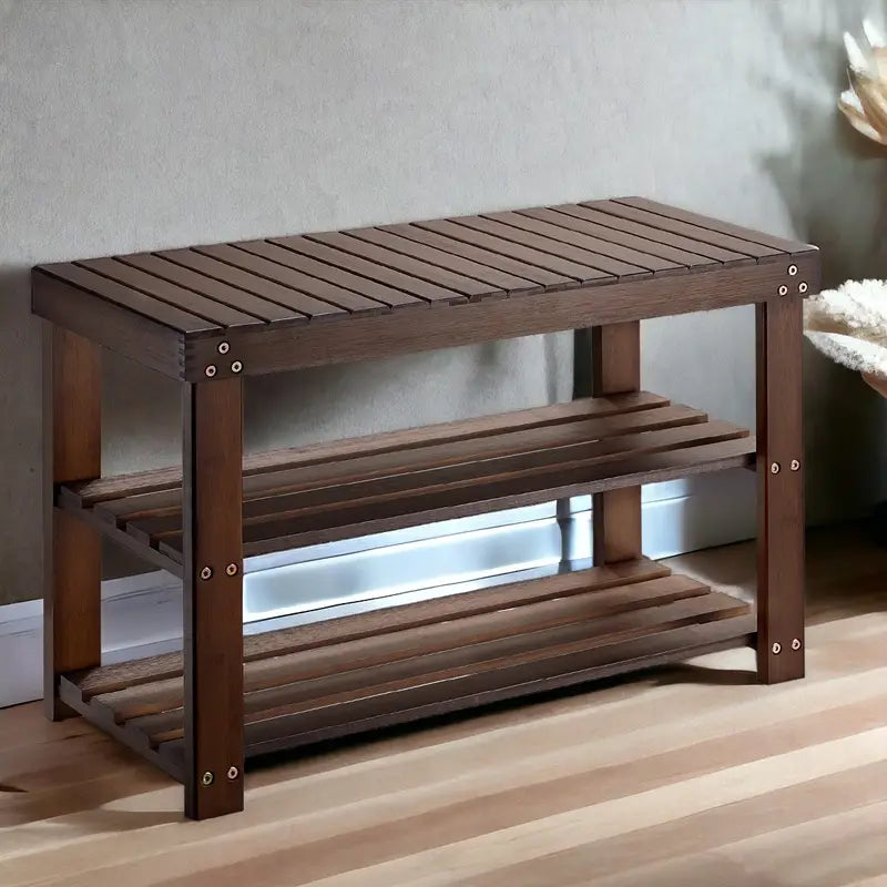 Vintage 3-Tier Bamboo Shoe Rack - Dark Brown CAN