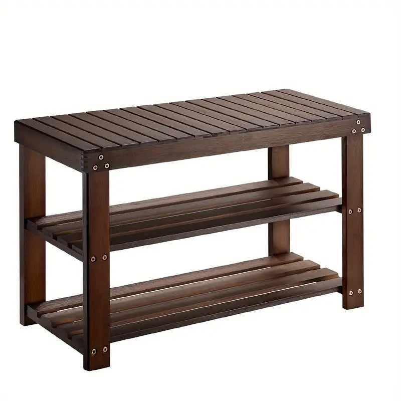 Vintage 3-Tier Bamboo Shoe Rack - Dark Brown CAN