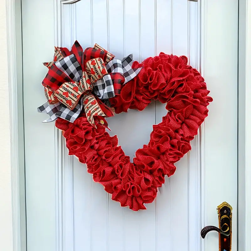 Valentine's Day Wrinkled Hemp Rope Heart-shaped Wreath CAN
