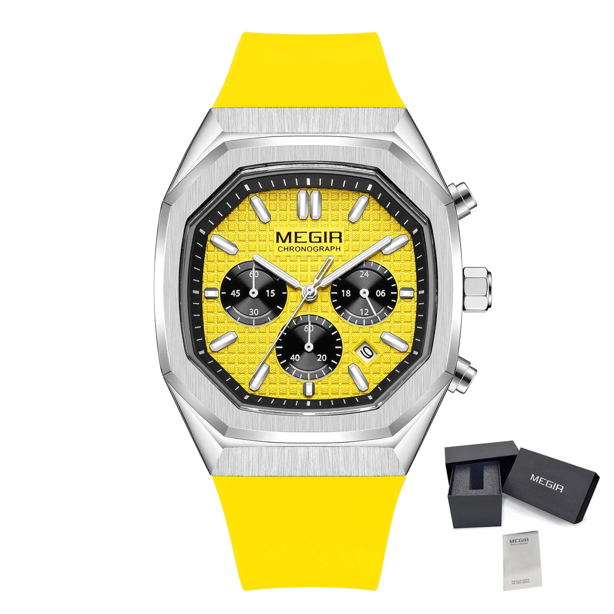 MEGIR Fashion Sport Military Watches for Men Luxury Quartz Wristwatch Silicone Strap Waterproof Date Clock 24-hour Reloj Hombre 2215-25