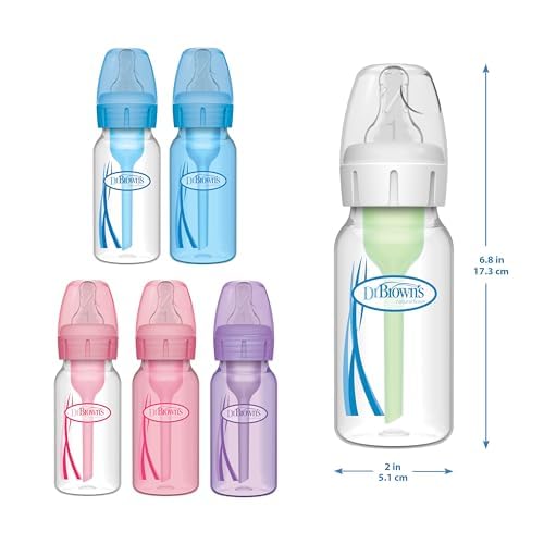 Dr. Brown's Anti-Colic Options+ Narrow Baby Bottle, Clear, 4 oz, 4-Pack Jansha Store