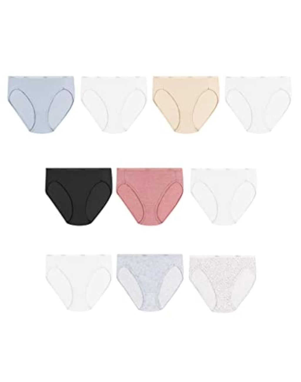 Hanes Women's Underwear Pack, 10-Pack, Full-Coverage Cotton Blend Panties, Moisture-Wicking Underwear for Women Jansha Store