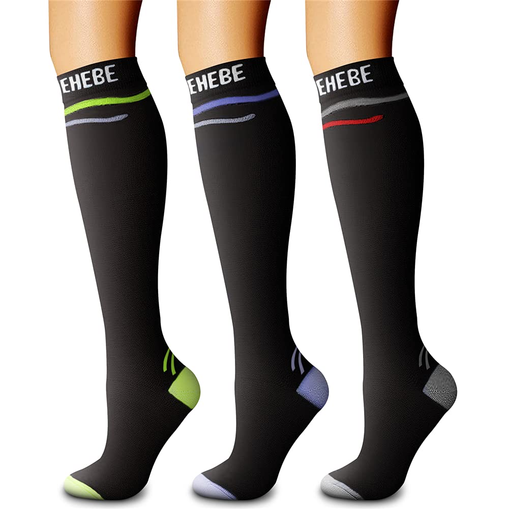 CHARMKING Compression Socks for Women & Men Circulation (3 Pairs) 15-20 mmHg is Best Support for Athletic Running Cycling Jansha Store