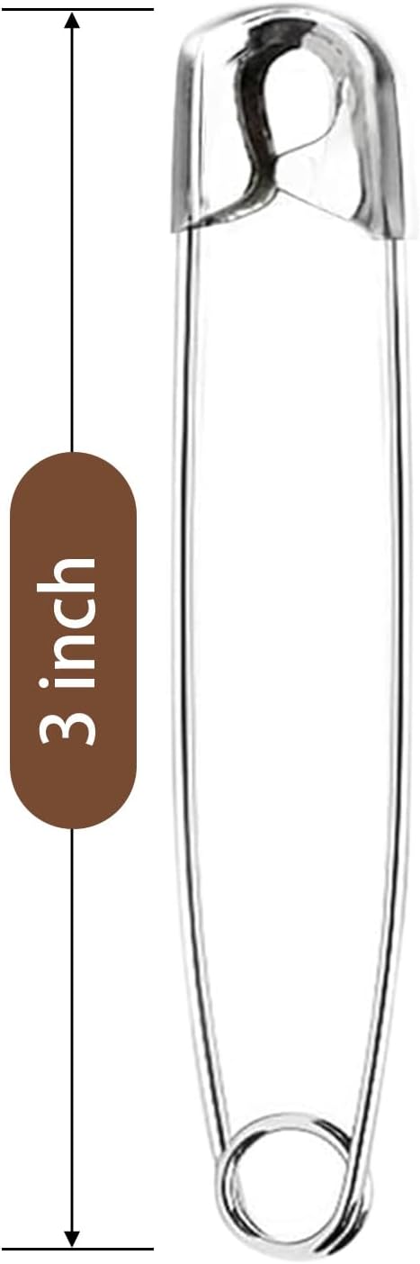 XKDOUS 3 Inch Large Safety Pins 100 pcs Silver Pins Bulk Jansha Store