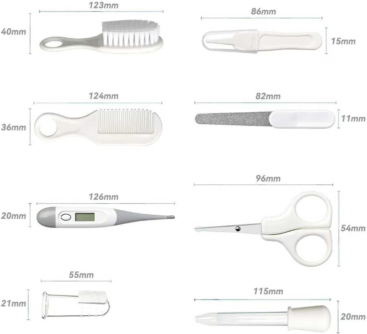 Baby Grooming Kit, Infant Safety Care Set with Hair Brush Comb Nail Clipper Nasal Aspirator,Baby Essentials Kit for Newborn Girls Boys (Grey White) Jansha Store