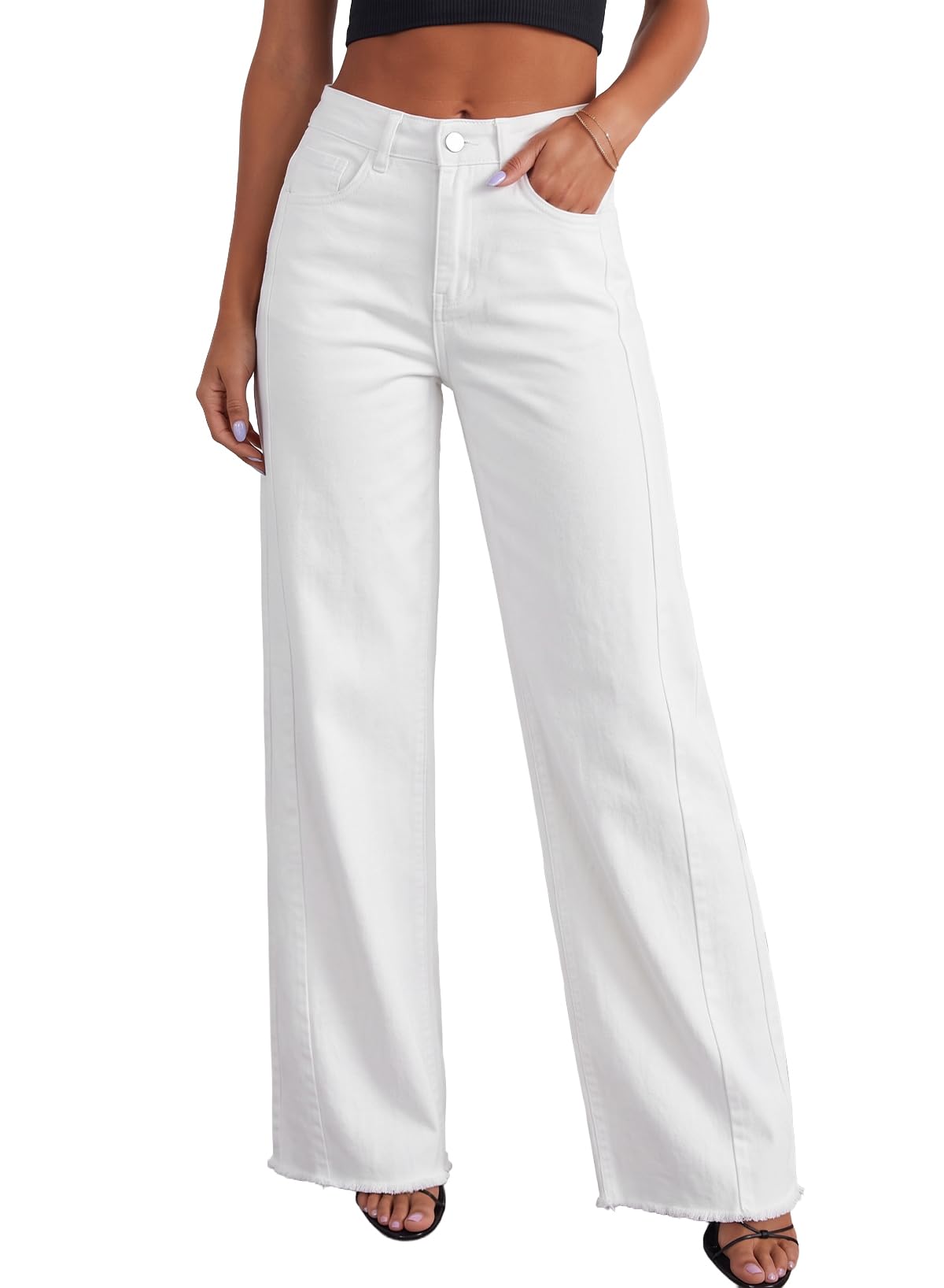 Sidefeel Women's Wide Leg Jeans High Waisted Stretchy Denim Pants Jansha Store