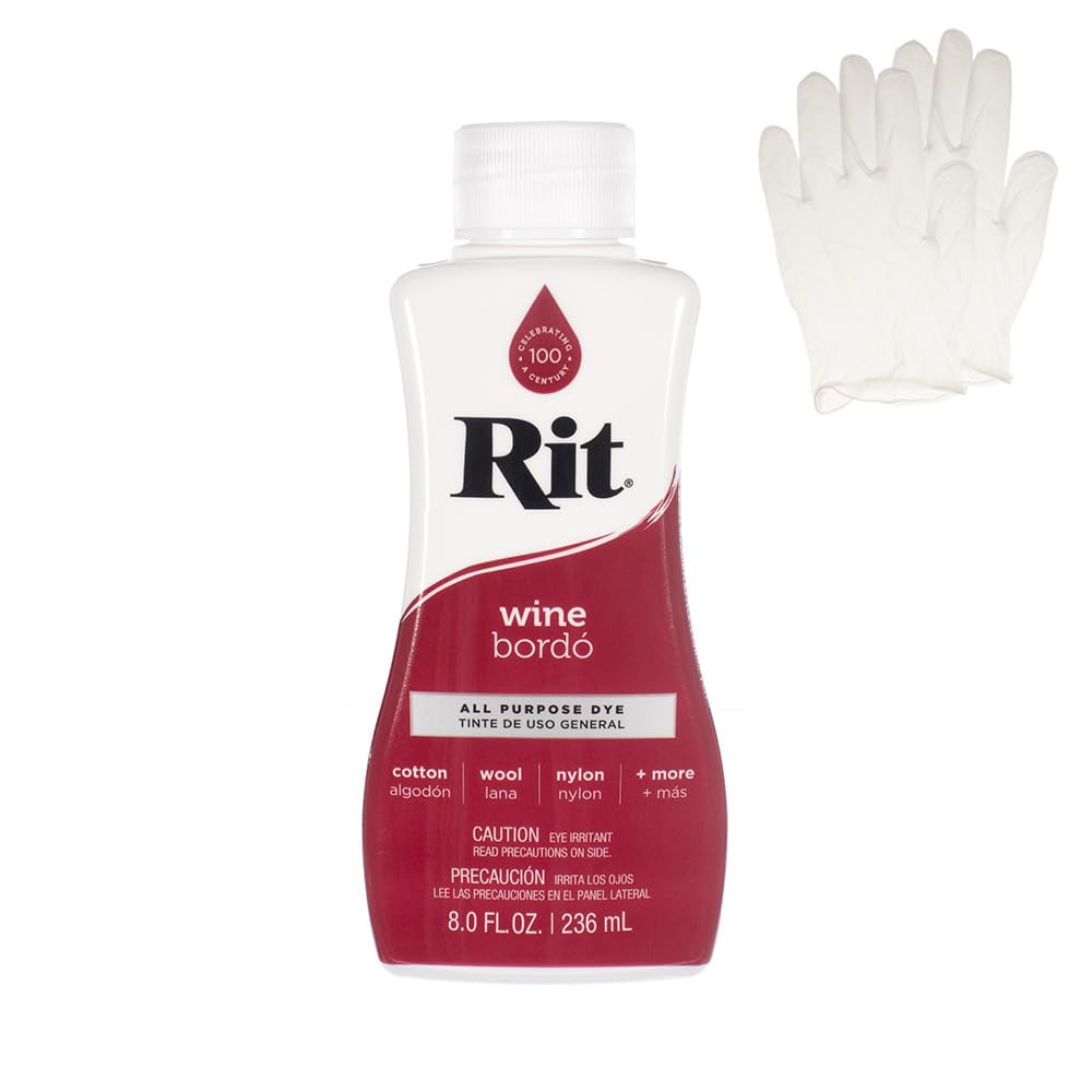 Rit Dye – Liquid Fabric Dye for Crafting, Clothing, and Décor – 8 oz. Bottle – Cherry Red (Gloves Included) Jansha Store