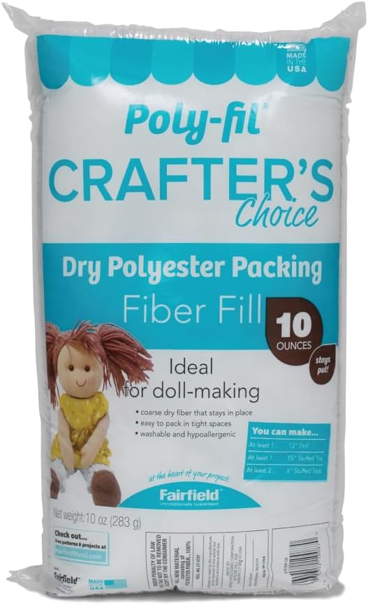 Poly-Fil Crafter's Choice Fiber Fill Stuffing, White, 10 Ounce, 1 Count Jansha Store