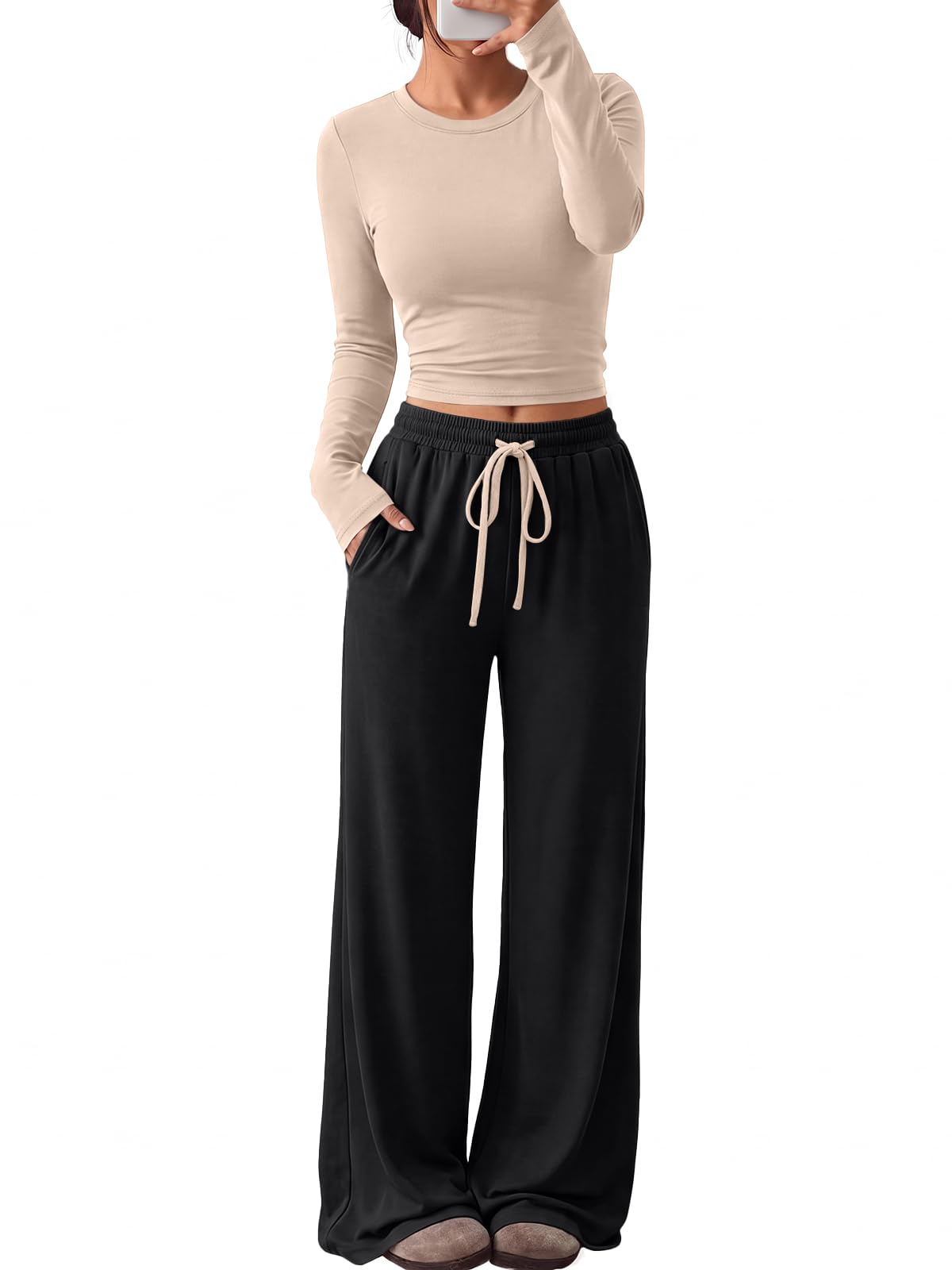 Trendy Queen Women's 2 Piece 2026 Fall Fashion Lounge Set with Pockets Jansha Store