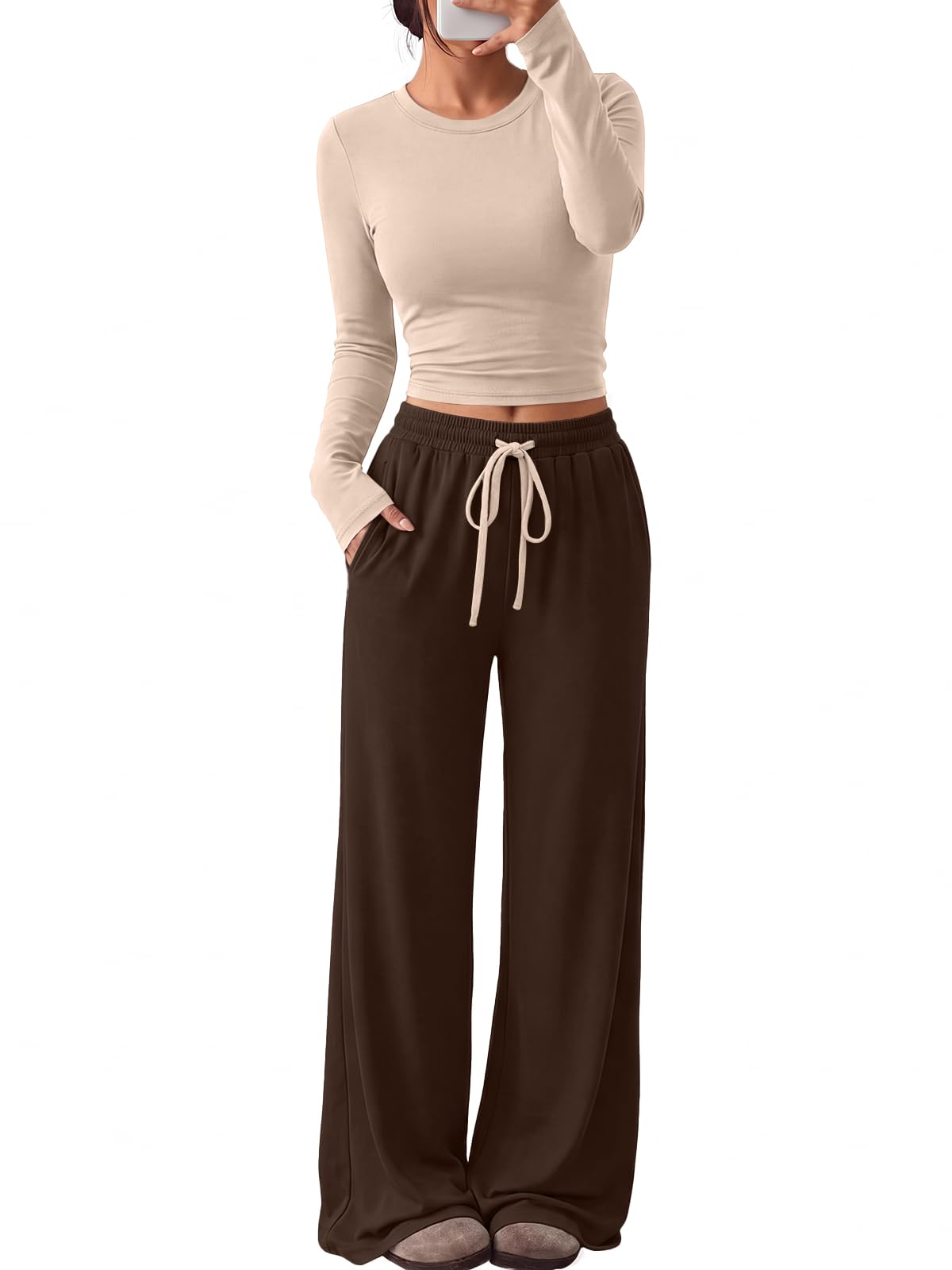 Trendy Queen Women's 2 Piece 2026 Fall Fashion Lounge Set with Pockets Jansha Store