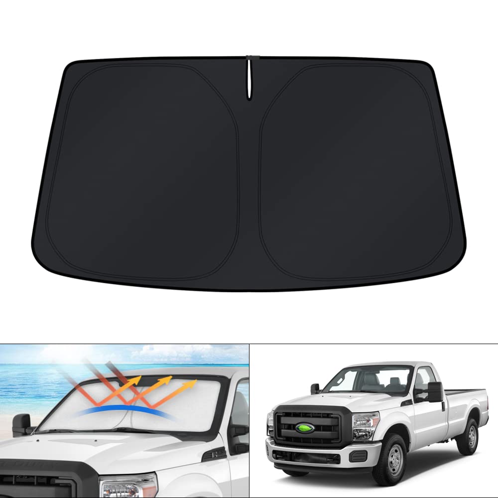 KUST Windshield Sun Shade for 2017-2026 Tesla Model Y/Model 3 Sunshade Accessories (Fit 2025-2026 Model Y Juniper / 2024 Model 3 Highland) Upgraded Foldable Sunshade, Blocks UV Rays Keep Car Cool Jansha Store