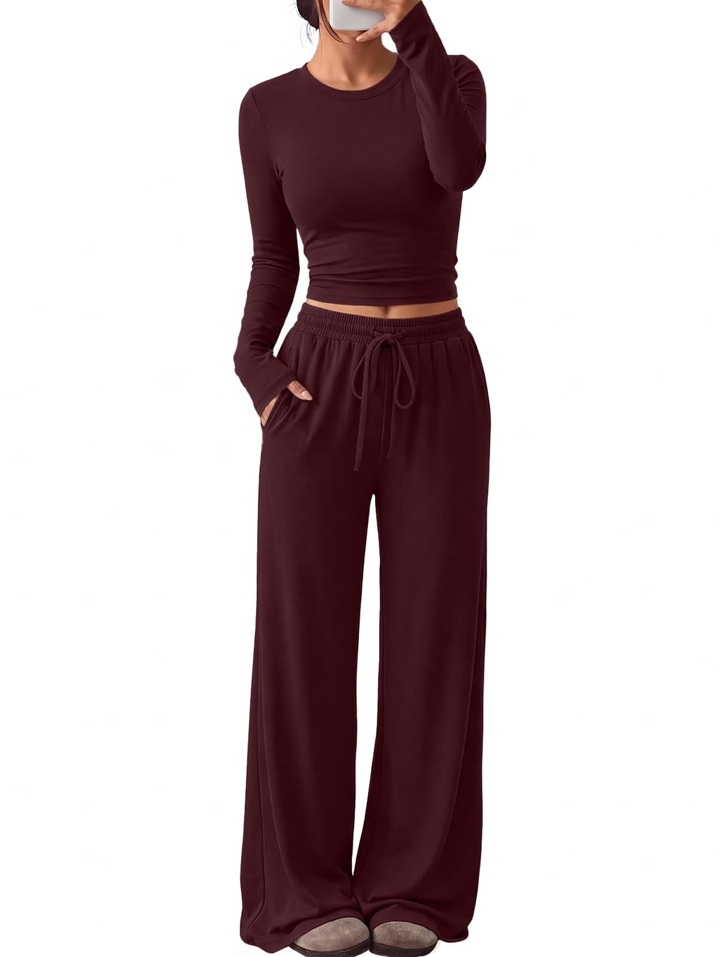 Trendy Queen Women's 2 Piece 2026 Fall Fashion Lounge Set with Pockets Jansha Store
