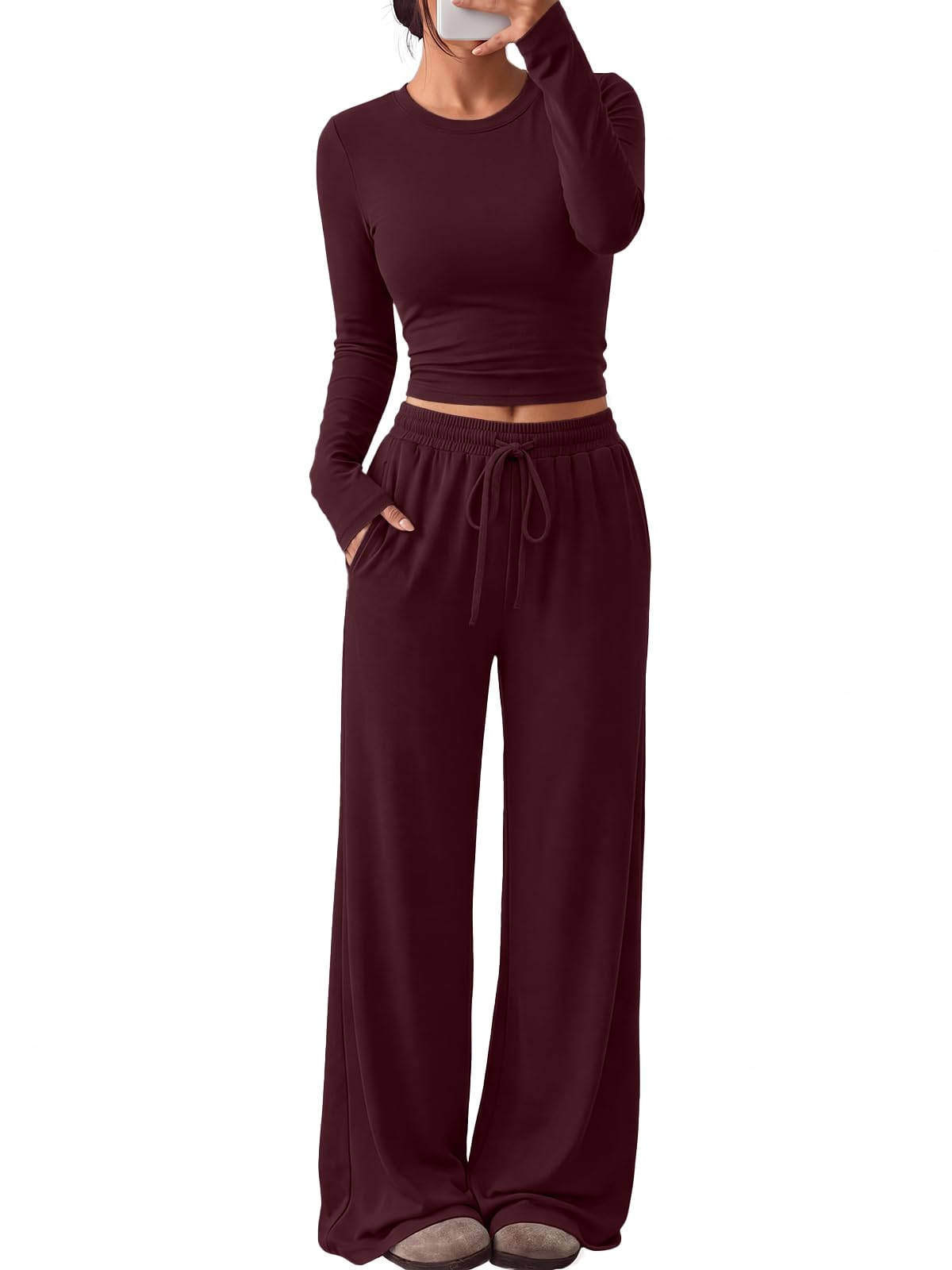 Trendy Queen Women's 2 Piece 2026 Fall Fashion Lounge Set with Pockets Jansha Store