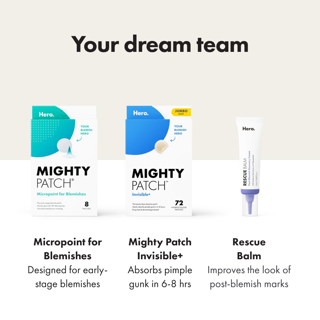 Mighty Patch Hero Cosmetics Original Nighttime Acne Pimple Patches, 36 Ct Jansha Store