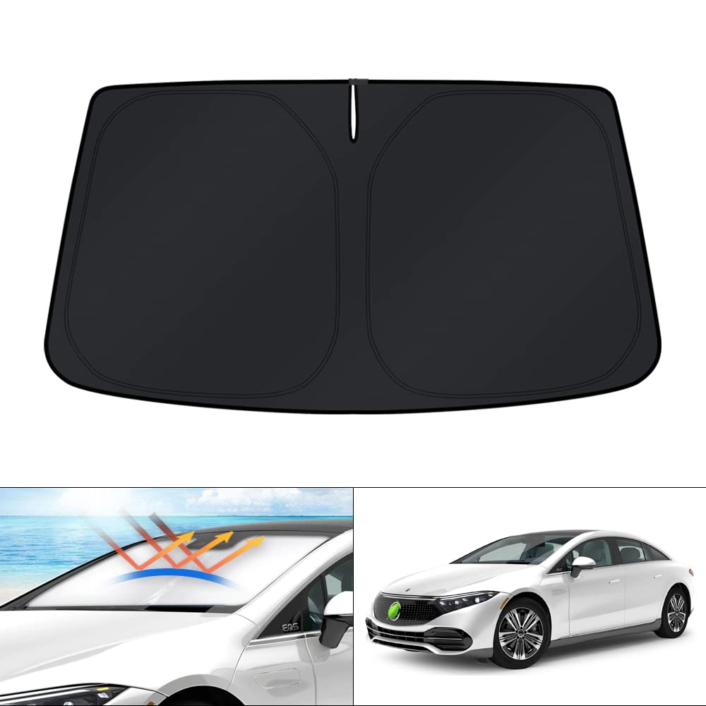 KUST Windshield Sun Shade for 2017-2026 Tesla Model Y/Model 3 Sunshade Accessories (Fit 2025-2026 Model Y Juniper / 2024 Model 3 Highland) Upgraded Foldable Sunshade, Blocks UV Rays Keep Car Cool Jansha Store
