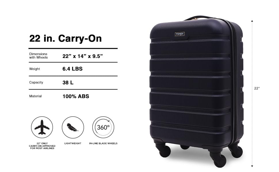 Wrangler 22" Hardside Spinner Carry-On Luggage, Teal Jansha Store