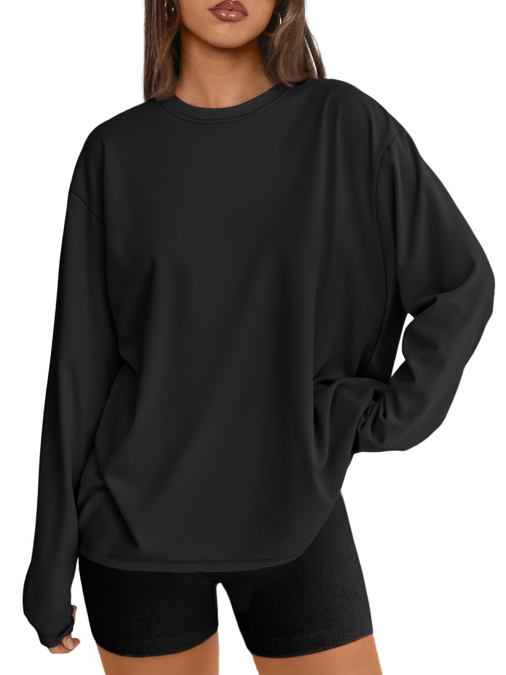 Trendy Queen Womens Oversized Long Sleeve Shirts Fall Tops 2026 Basic Tees Jansha Store