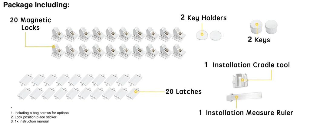 Vmaisi 20 Pack Magnetic Cabinet Locks Baby Proofing and 2 Keys Jansha Store