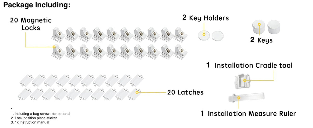 Vmaisi 20 Pack Magnetic Cabinet Locks Baby Proofing and 2 Keys Jansha Store