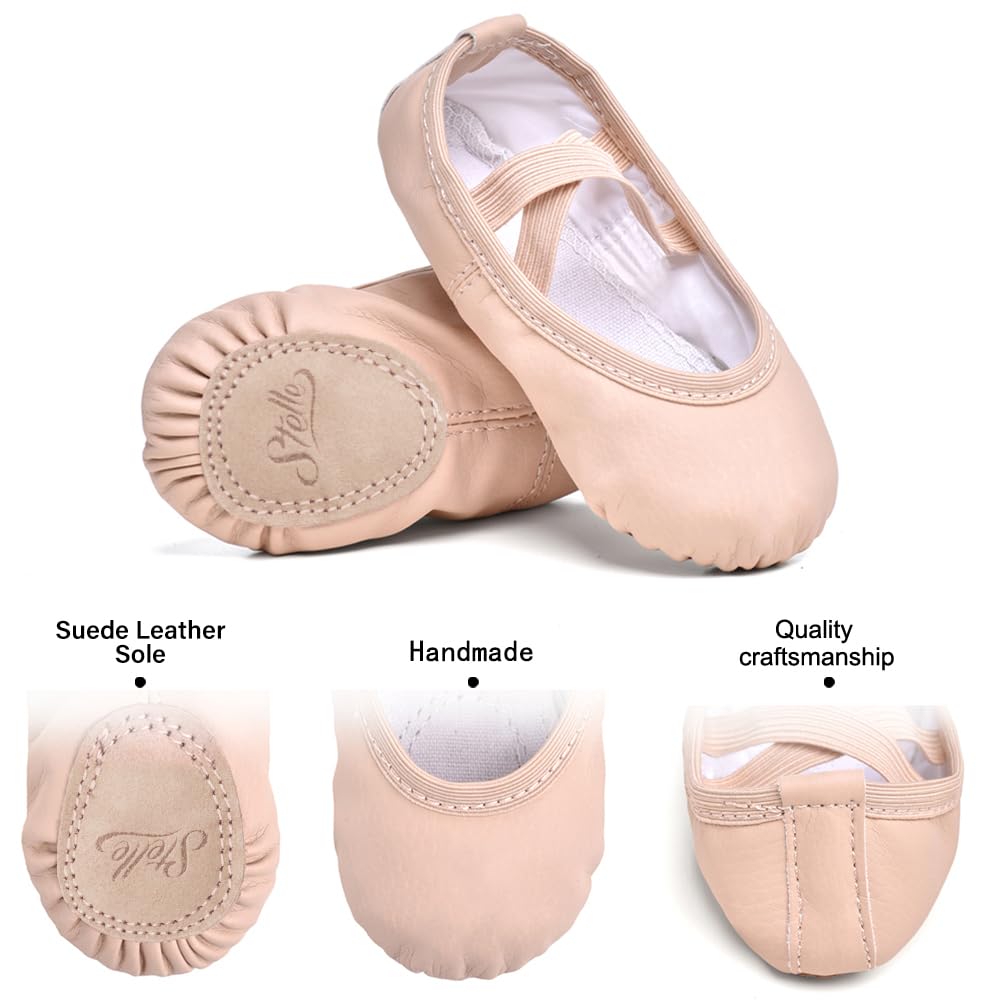 Stelle Ballet Shoes for Girls Toddler Soft Leather Split Sole Jansha Store