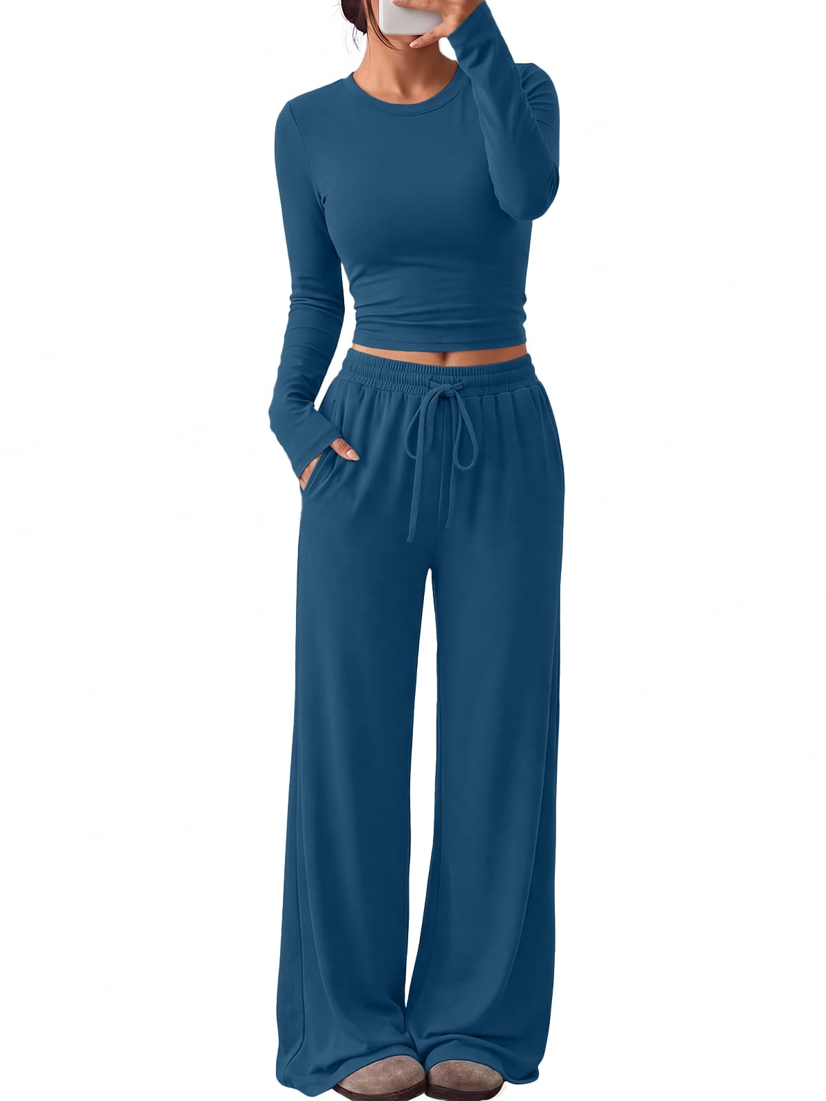 Trendy Queen Women's 2 Piece 2026 Fall Fashion Lounge Set with Pockets Jansha Store