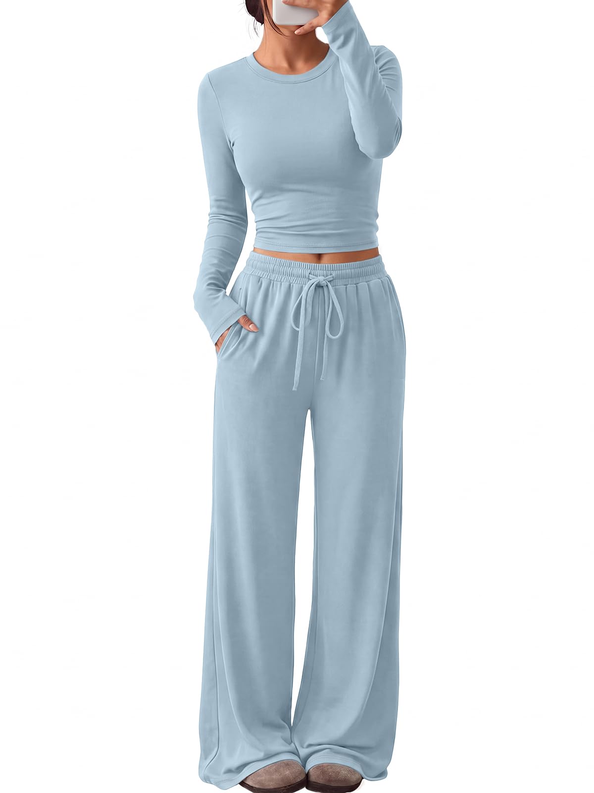 Trendy Queen Women's 2 Piece 2026 Fall Fashion Lounge Set with Pockets Jansha Store