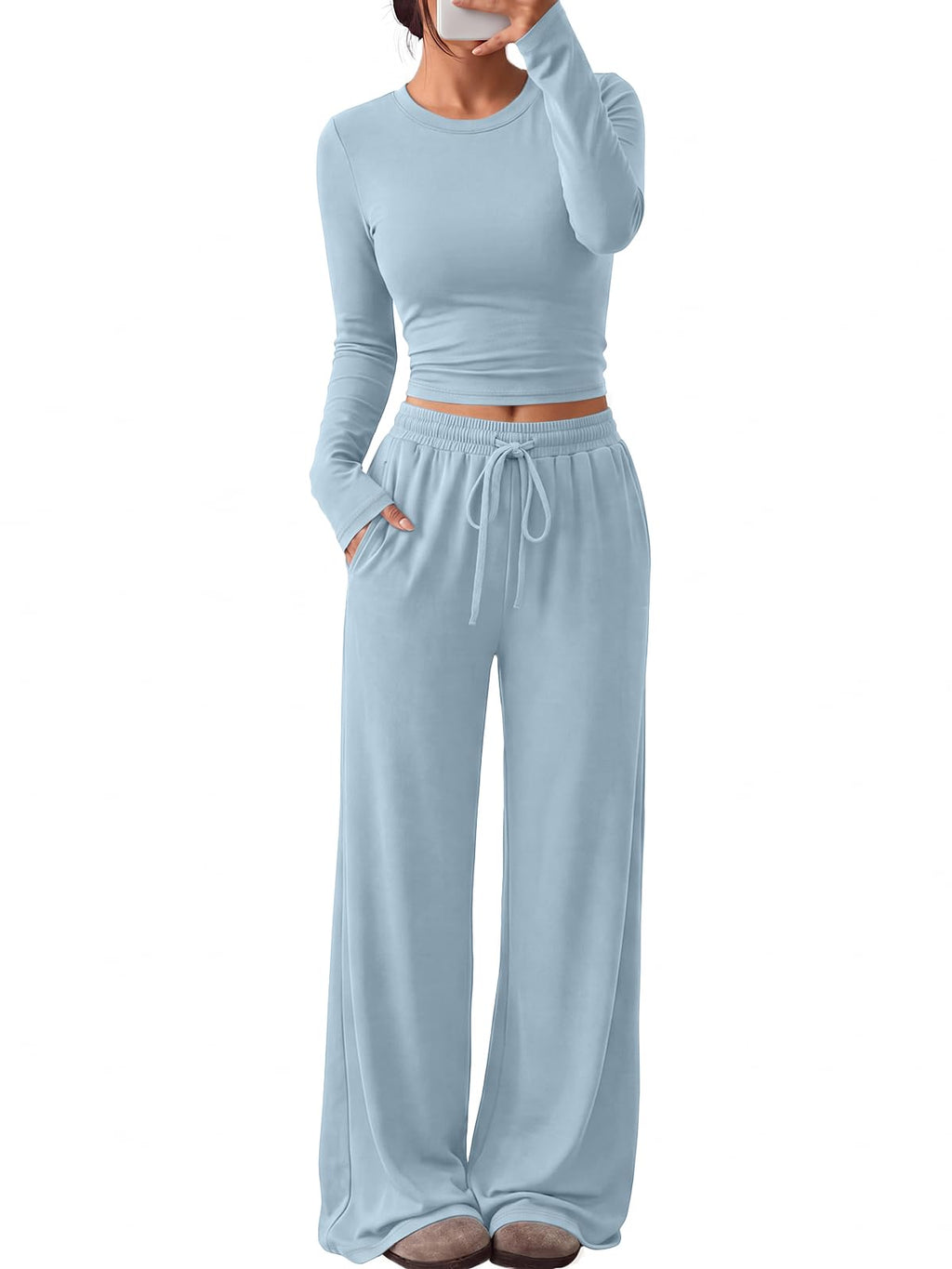 Trendy Queen Women's 2 Piece 2026 Fall Fashion Lounge Set with Pockets Jansha Store