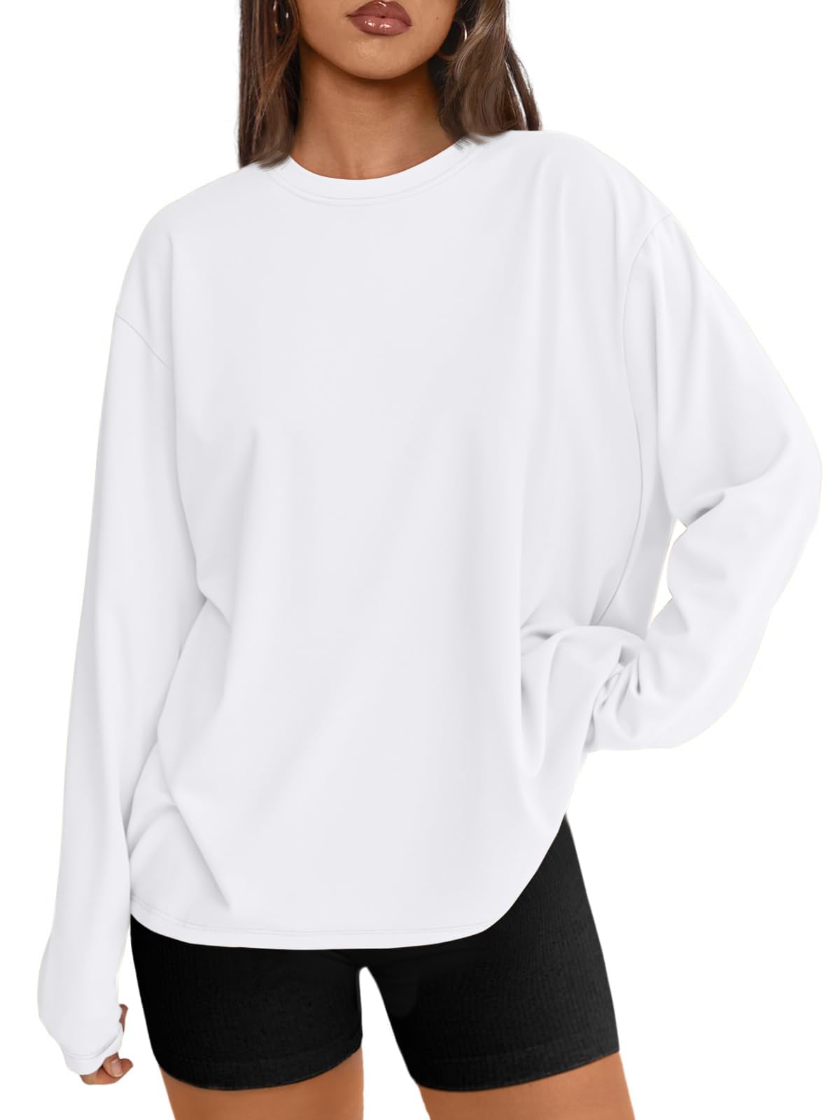 Trendy Queen Womens Oversized Long Sleeve Shirts Fall Tops 2026 Basic Tees Jansha Store