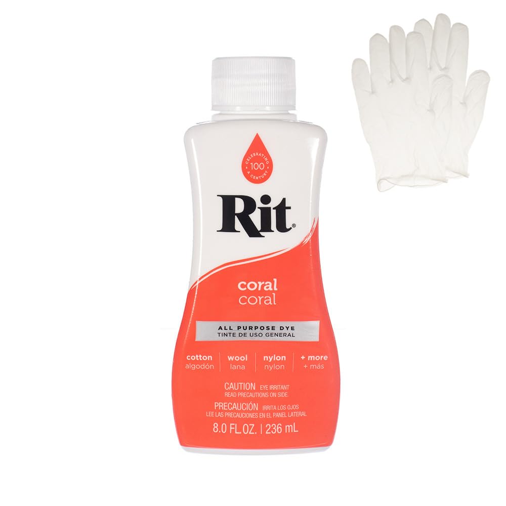 Rit Dye – Liquid Fabric Dye for Crafting, Clothing, and Décor – 8 oz. Bottle – Cherry Red (Gloves Included) Jansha Store