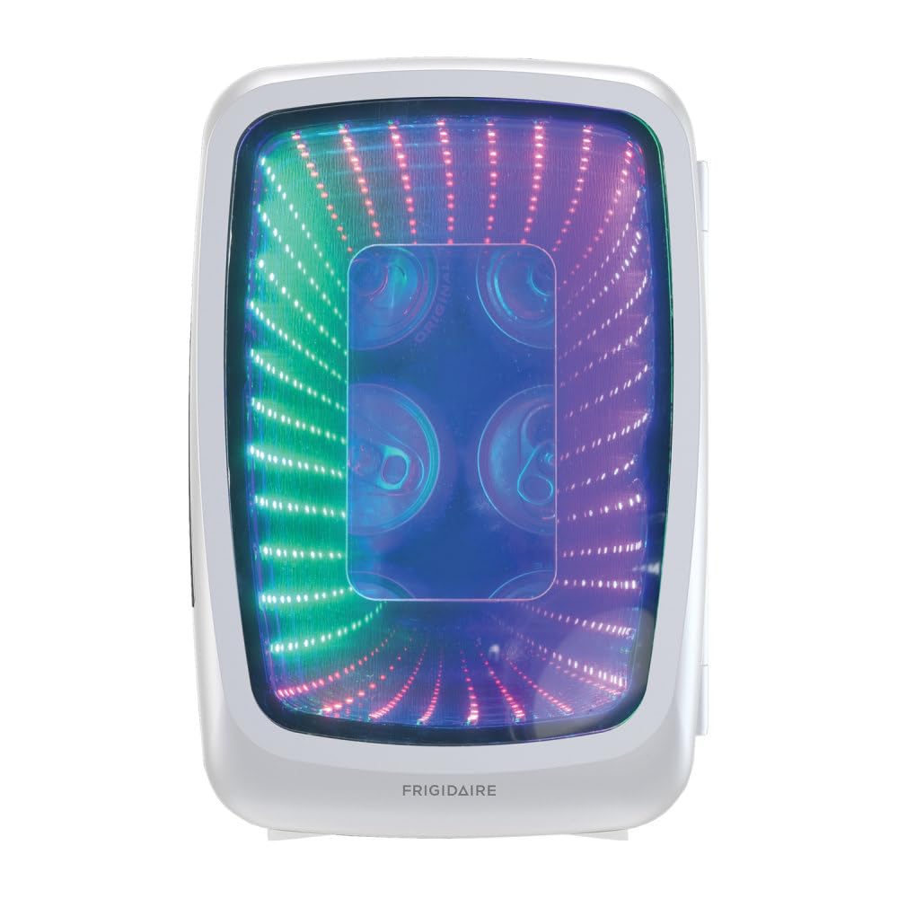 Frigidaire Gaming Light Up Mini Beverage Refrigerator, 6 can, 4 liters, Cooler with large see through door and LED lights Perfect for Gaming Experience, Home, Office, or Cars.12V Charger (Blue) Jansha Store