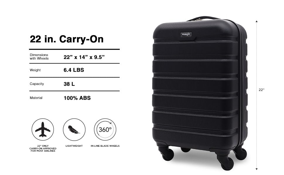 Wrangler 22" Hardside Spinner Carry-On Luggage, Teal Jansha Store
