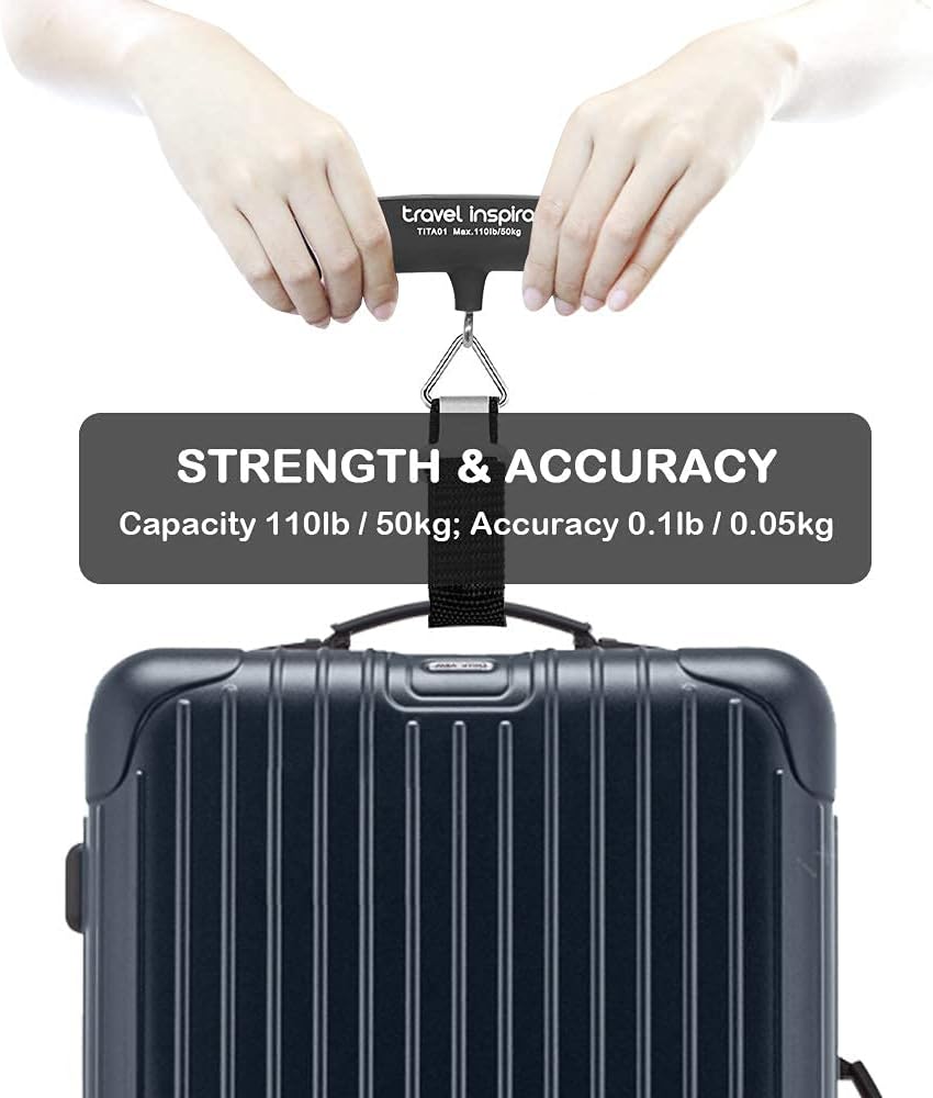 travel inspira Digital Luggage Scale – Portable Hanging Suitcase Weight Scale for Travel, 110 lb Capacity, Backlit LCD Display, Prevents Airport Overweight Fees, Battery Included Jansha Store