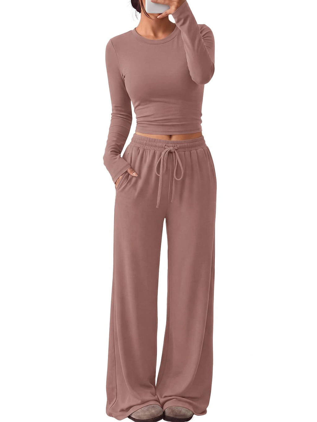 Trendy Queen Women's 2 Piece 2026 Fall Fashion Lounge Set with Pockets Jansha Store