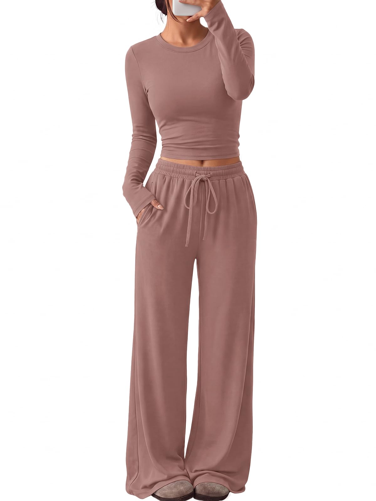 Trendy Queen Women's 2 Piece 2026 Fall Fashion Lounge Set with Pockets Jansha Store