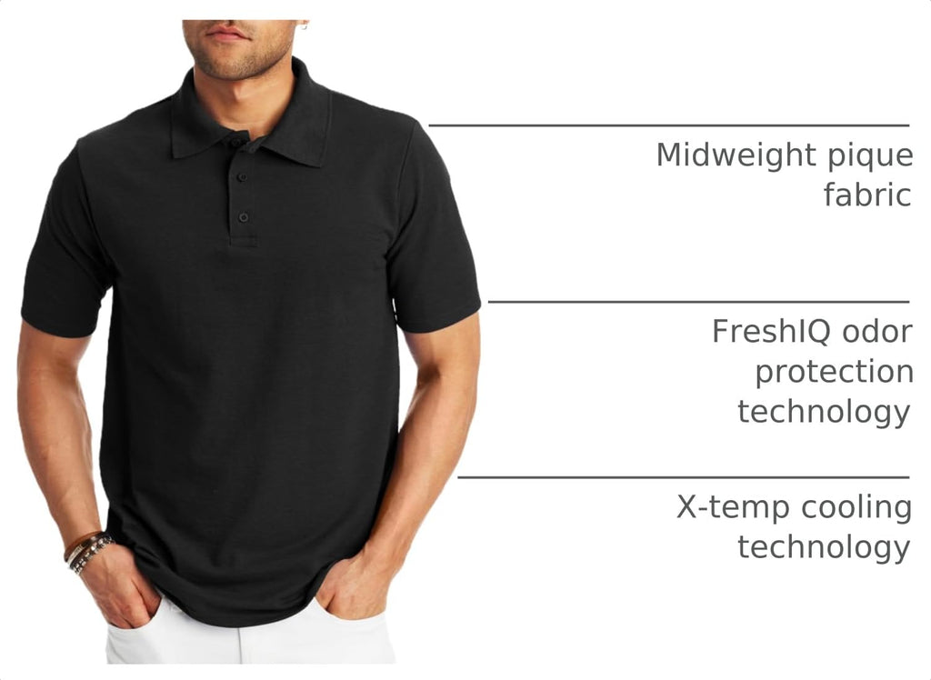 Hanes Men’s X-Temp Short Sleeve Polo Shirt, Midweight Men's Shirt Jansha Store