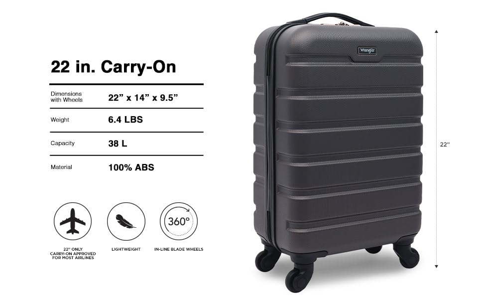 Wrangler 22" Hardside Spinner Carry-On Luggage, Teal Jansha Store