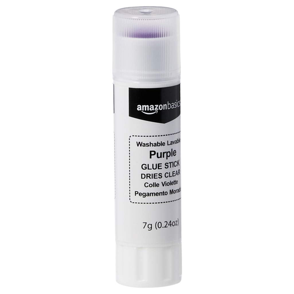Amazon Basics Purple Washable School Glue Sticks for Classroom Supplies and Crafting, Dries Clear, 0.24-oz Stick, 30-Pack Jansha Store