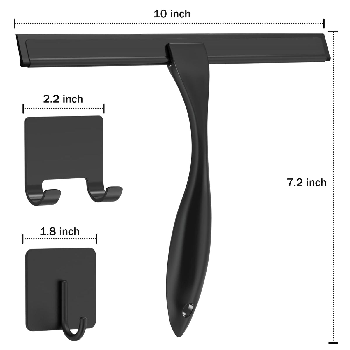 All-Purpose Stainless Steel Shower Squeegee for Shower Glass Door with 2 Adhesive Hooks, Bathroom Cleaner Tool Household Window Mirror Squeegee , Cleaning Tile Wall, Car, 10 Inch Silver Jansha Store