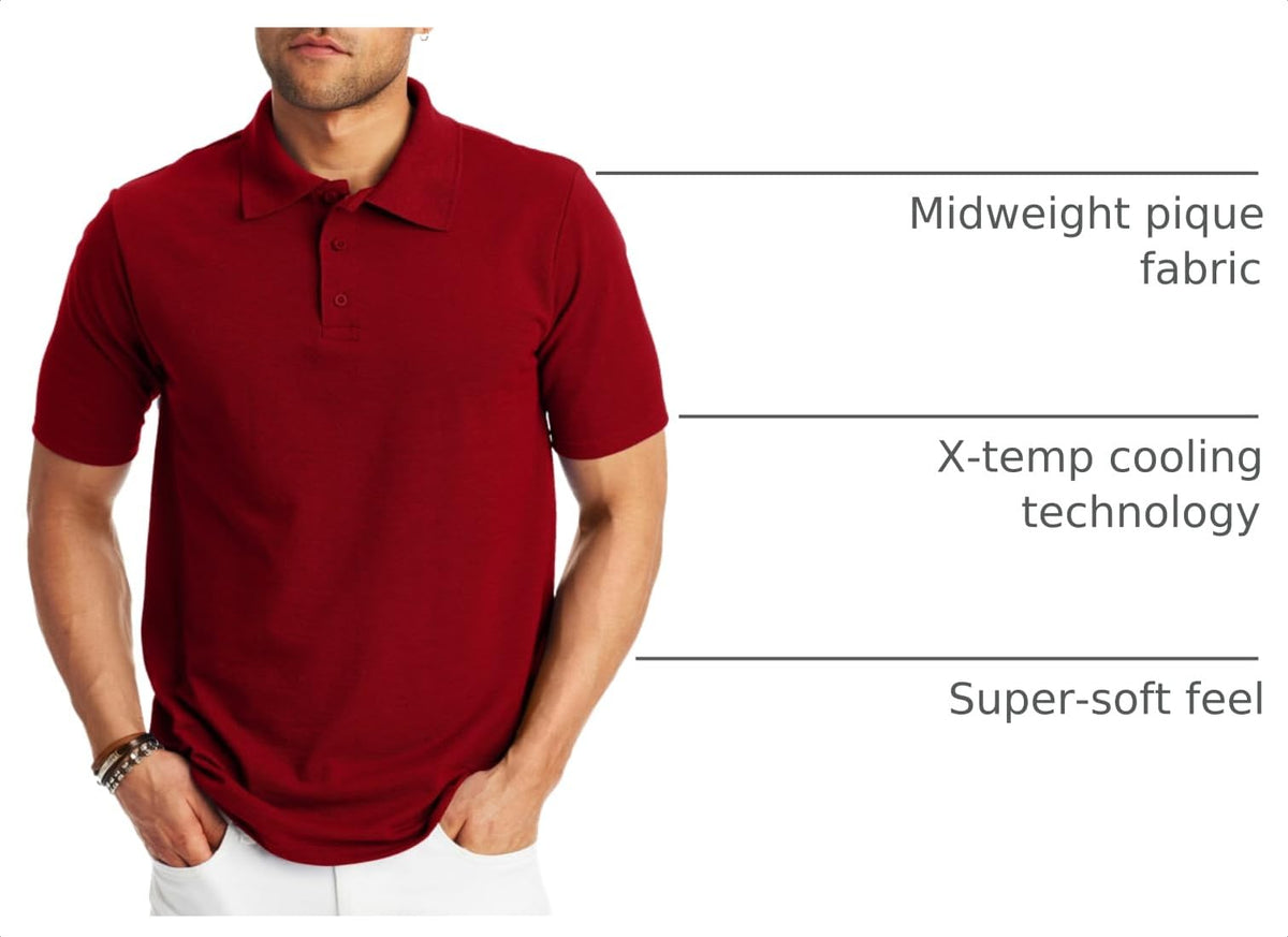 Hanes Men’s X-Temp Short Sleeve Polo Shirt, Midweight Men's Shirt Jansha Store