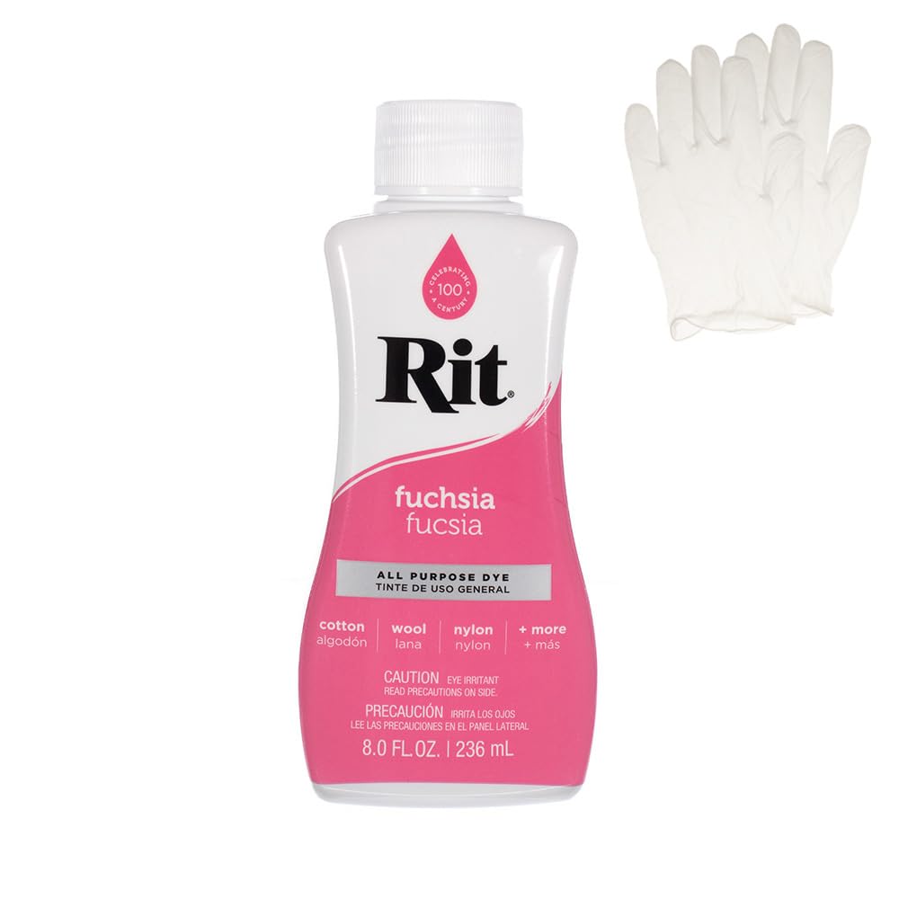 Rit Dye – Liquid Fabric Dye for Crafting, Clothing, and Décor – 8 oz. Bottle – Cherry Red (Gloves Included) Jansha Store