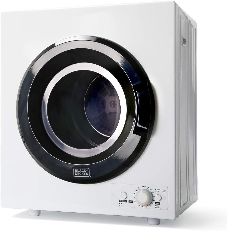 BLACK+DECKER 2.65 Cu. Ft. Portable Dryer, 8.8 lb. Capacity, BCED26, White Jansha Store