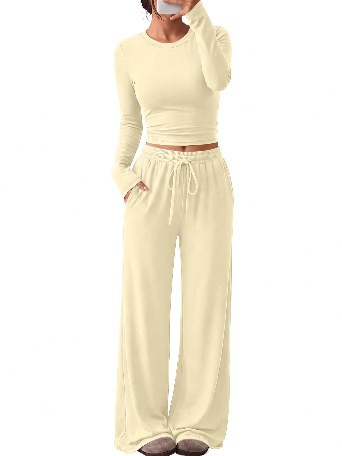 Trendy Queen Women's 2 Piece 2026 Fall Fashion Lounge Set with Pockets Jansha Store