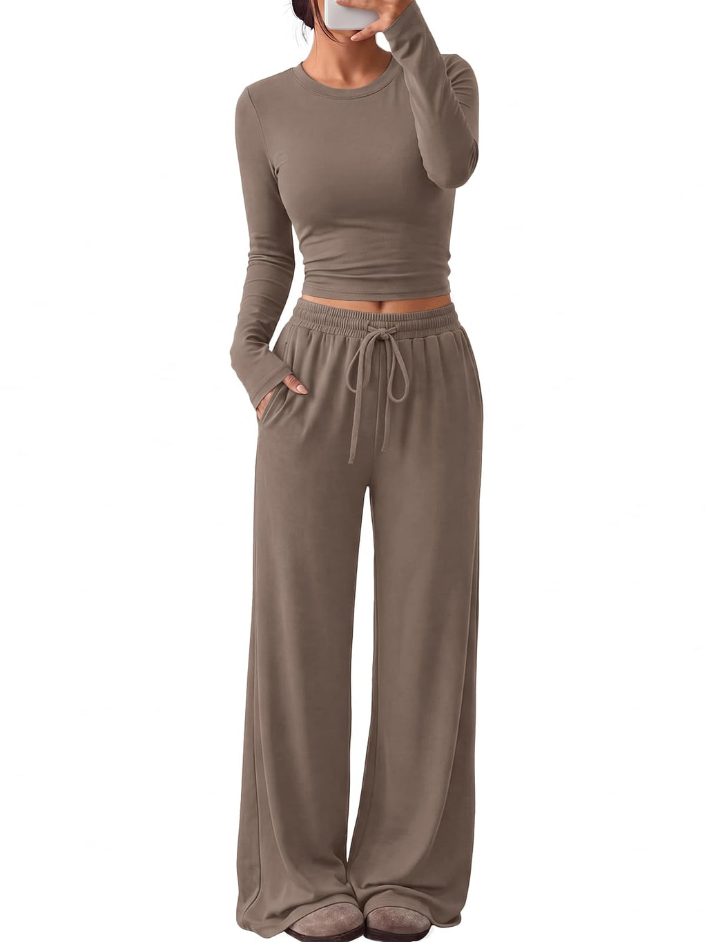 Trendy Queen Women's 2 Piece 2026 Fall Fashion Lounge Set with Pockets Jansha Store