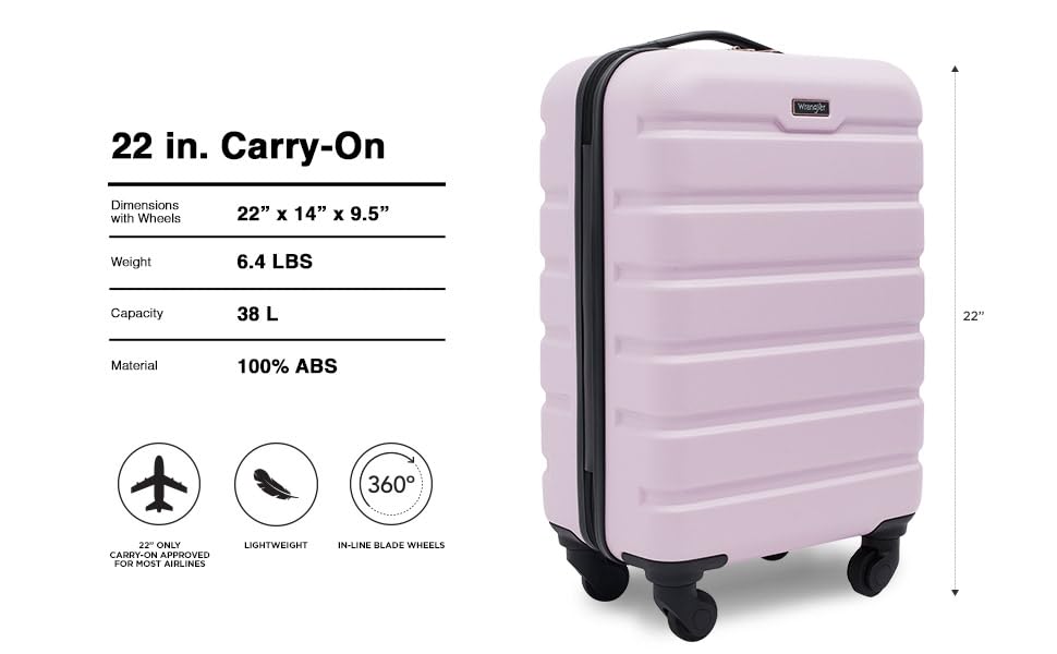 Wrangler 22" Hardside Spinner Carry-On Luggage, Teal Jansha Store