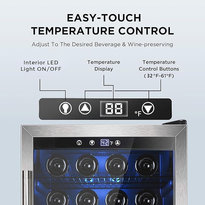 Electactic Wine Cooler 37 Bottle Freestanding Fridge with Stainless Steel Reversible Glass Door, 145 Can Beverage Refrigerator Quiet Compressor for Home Kitchen Bar, 4.5 Cu.ft Silver Jansha Store