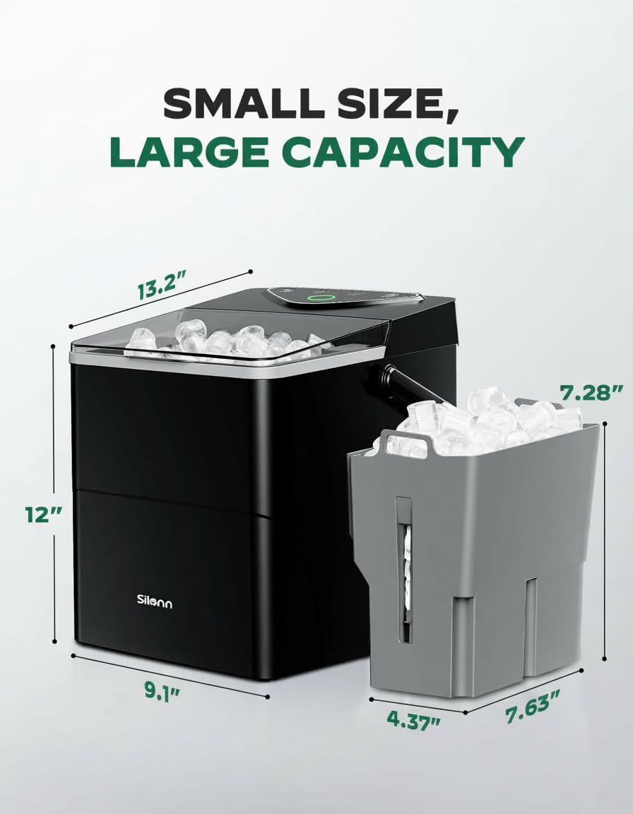 Silonn Ice Maker Countertop, Portable Ice Machine with Carry Handle, Self-Cleaning Ice Makers with Basket and Scoop, 9 Cubes in 6 Mins, 26 lbs per Day, Ideal for Home, Kitchen, Camping, RV Jansha Store