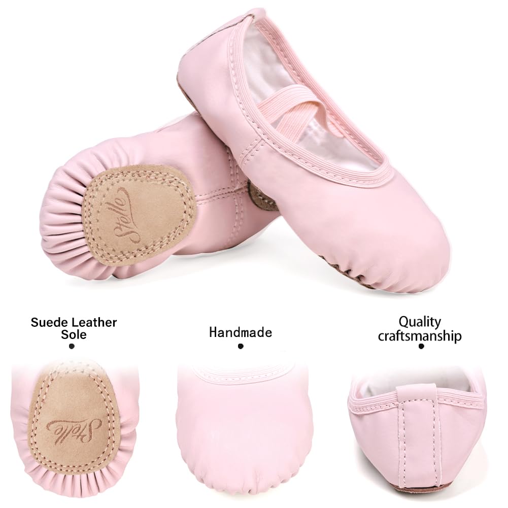 Stelle Ballet Shoes for Girls Toddler Soft Leather Split Sole Jansha Store