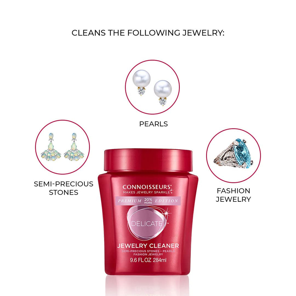 CONNOISSEURS Premium Edition Jewelry Cleaner, Value Size 9.6oz - Pick from Fine, Silver or Delicate Jewelry Cleaner Jansha Store