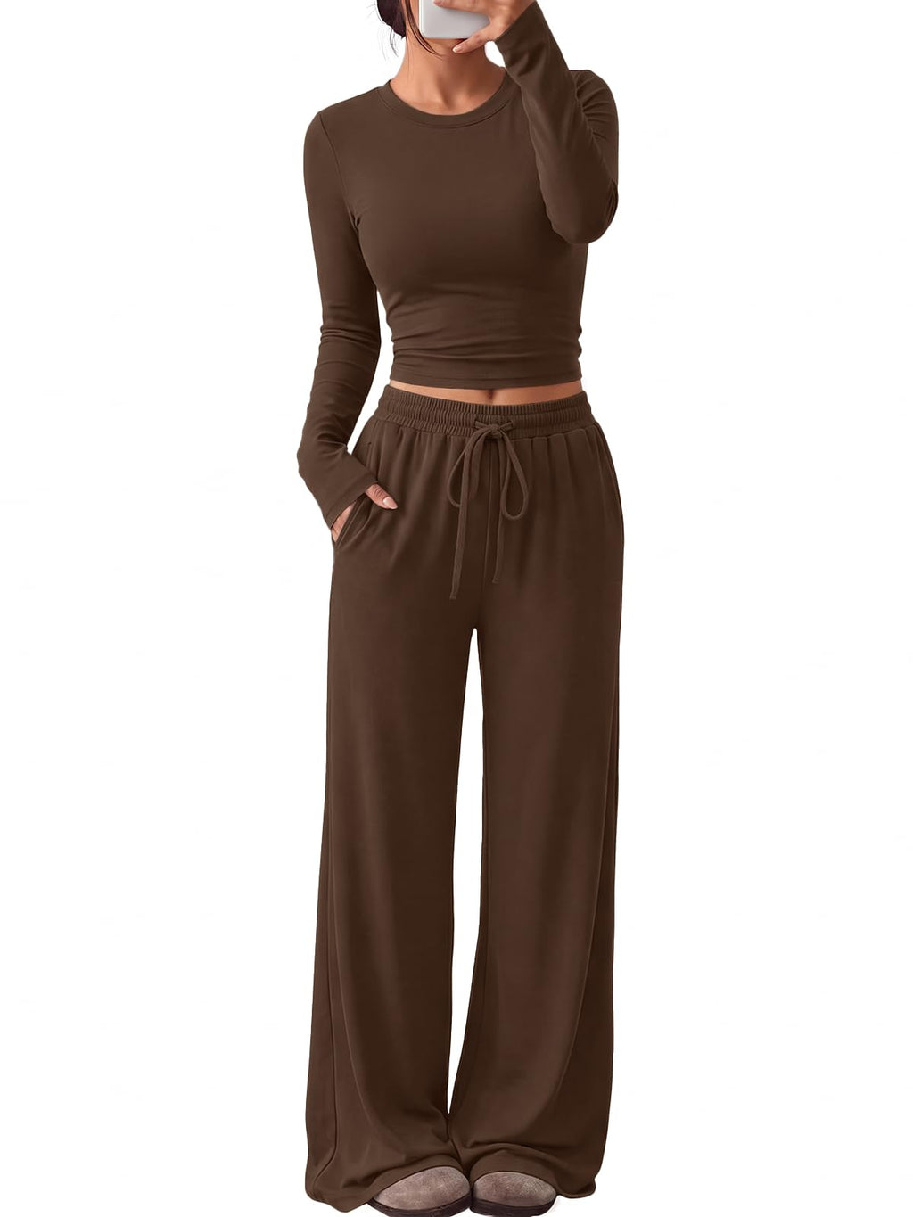 Trendy Queen Women's 2 Piece 2026 Fall Fashion Lounge Set with Pockets Jansha Store